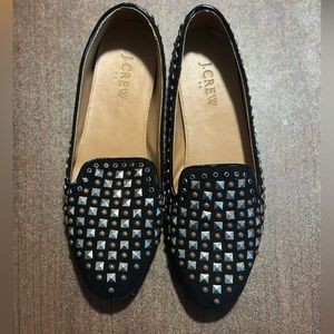 LIKE NEW Black Studded J Crew Loafers